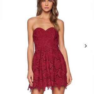 Lovers‎ + Friends Women’s Small Wine Smitten Short Mini Dress Strapless Witchy